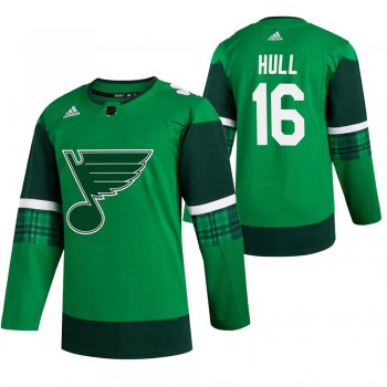 Blues Brett Hull #16 Green 2020 St. Patrick's Day Authentic Player Jersey