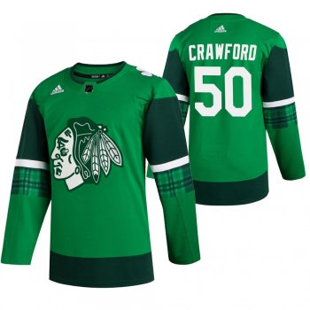 Blackhawks Corey Crawford #50 Green 2020 St. Patrick's Day Authentic Player Jersey