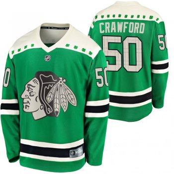 Blackhawks Corey Crawford #50 Green 2020 St. Patrick's Day Replica Player Jersey