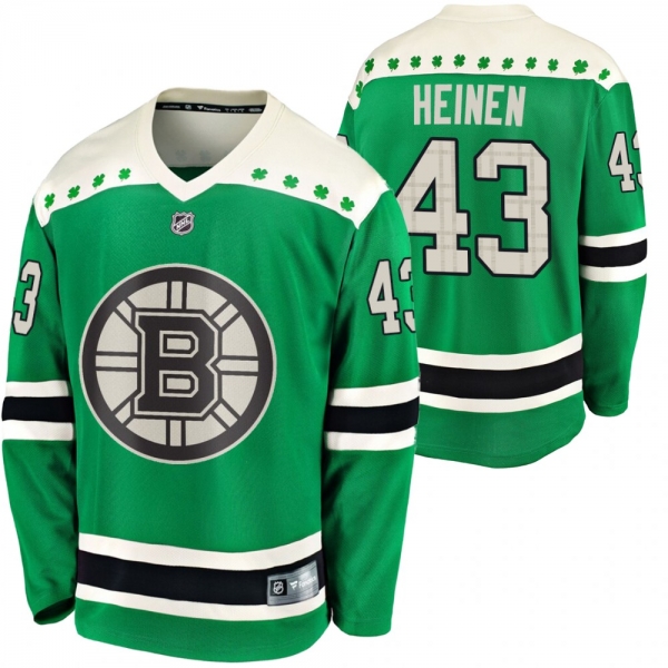 Bruins Danton Heinen #43 Green 2020 St. Patrick's Day Replica Player Jersey