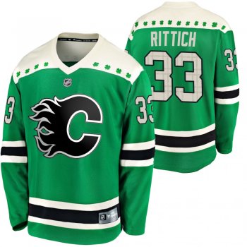 Calgary Flames David Rittich #33 Green 2020 St. Patrick's Day Breakaway Jersey