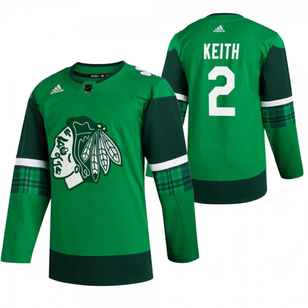 Blackhawks Duncan Keith #2 Green 2020 St. Patrick's Day Authentic Player Jersey