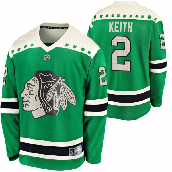 Blackhawks Duncan Keith #2 Green 2020 St. Patrick's Day Replica Player Jersey