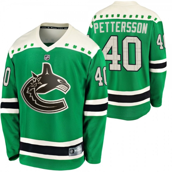 Canucks Elias Pettersson #40 Green 2020 St. Patrick's Day Replica Player Jersey