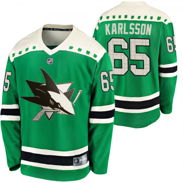 Sharks Erik Karlsson #65 Green 2020 St. Patrick's Day Replica Player Jersey