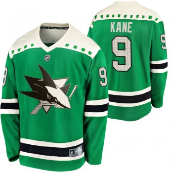 Sharks Evander Kane #9 Green 2020 St. Patrick's Day Replica Player Jersey