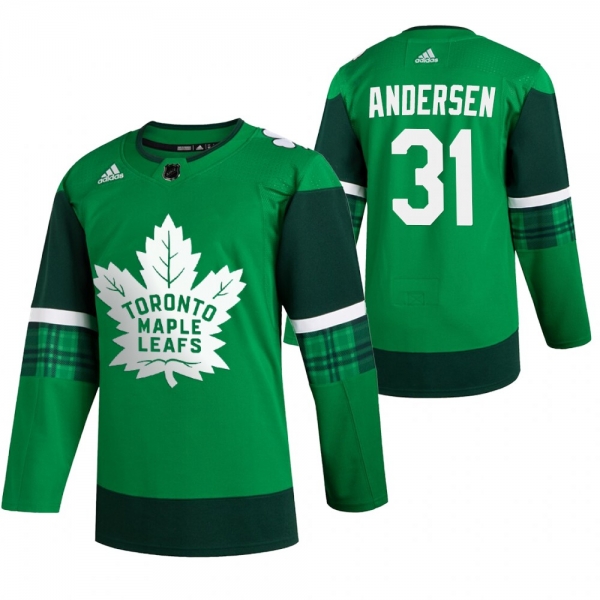 Toronto Maple Leafs Frederik Andersen #31 Green 2020 St. Patrick's Day Leafs Forever Jersey