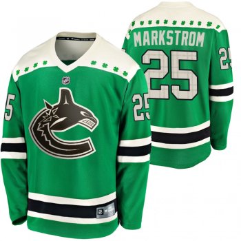 Canucks Jacob Markstrom #25 Green 2020 St. Patrick's Day Replica Player Jersey