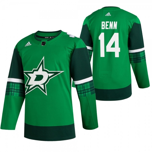 Stars Jamie Benn #14 Green 2020 St. Patrick's Day Authentic Player Jersey