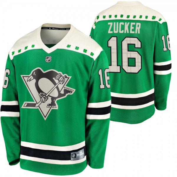 Pittsburgh Penguins #16 Jason Zucker Green 2020 St. Patrick's Day Breakaway Jersey