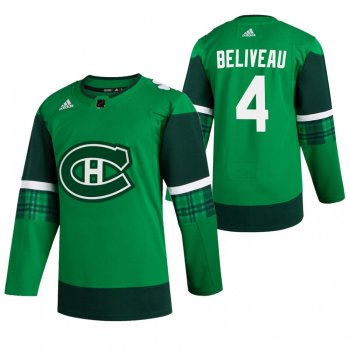 Canadiens Jean Beliveau #4 Green 2020 St. Patrick's Day Authentic Player Jersey