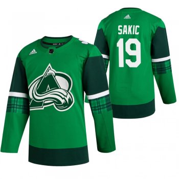 Avalanche Joe Sakic #19 Green 2020 St. Patrick's Day Authentic Player Jersey