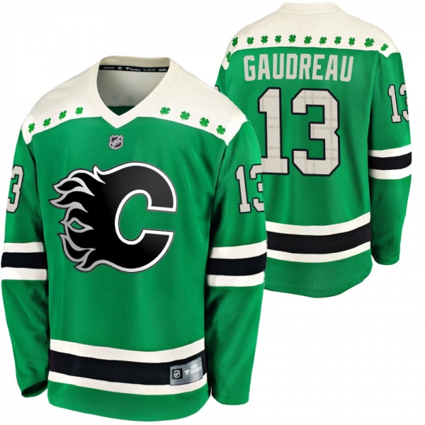 Calgary Flames Johnny Gaudreau #13 Green 2020 St. Patrick's Day Breakaway Jersey