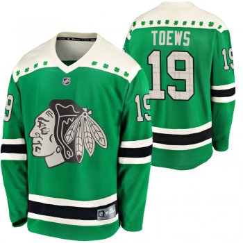 Blackhawks Jonathan Toews #19 Green 2020 St. Patrick's Day Replica Player Jersey