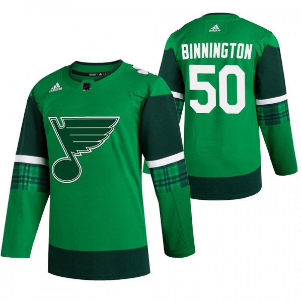 Blues Jordan Binnington #50 Green 2020 St. Patrick's Day Authentic Player Jersey