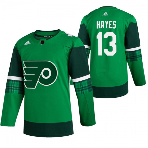 Flyers Kevin Hayes #13 Green 2020 St. Patrick's Day Authentic Player Jersey