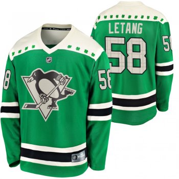 Pittsburgh Penguins #58 Kris Letang Green 2020 St. Patrick's Day Breakaway Jersey