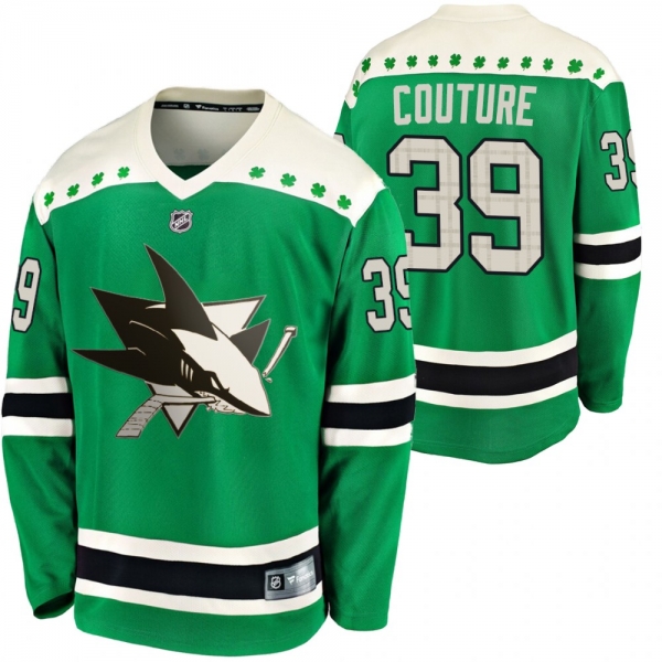 Sharks Logan Couture #39 Green 2020 St. Patrick's Day Replica Player Jersey