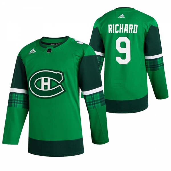 Canadiens Maurice Richard #9 Green 2020 St. Patrick's Day Authentic Player Jersey