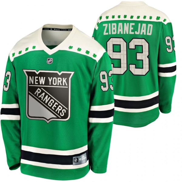 Rangers Mika Zibanejad #93 Green 2020 St. Patrick's Day Replica Player Jersey