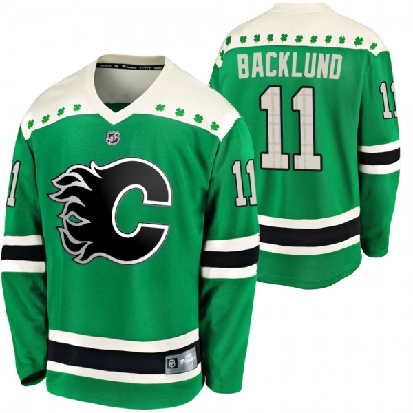 Calgary Flames Mikael Backlund #11 Green 2020 St. Patrick's Day Breakaway Jersey