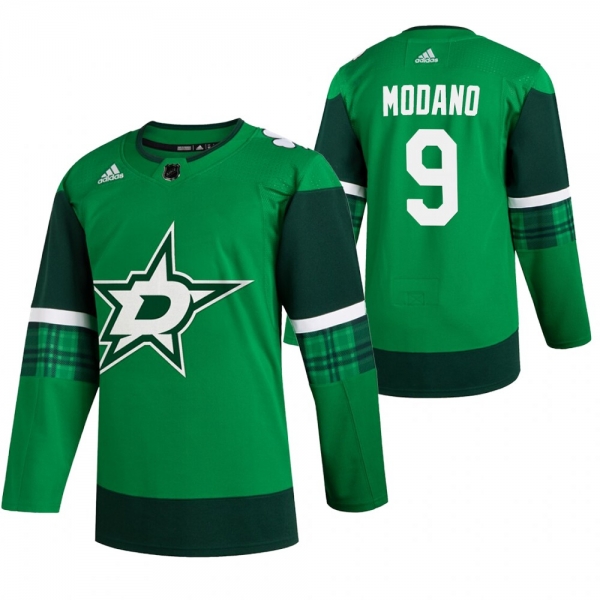 Stars Mike Modano #9 Green 2020 St. Patrick's Day Authentic Player Jersey