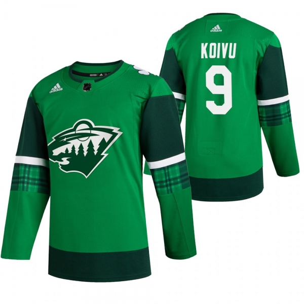 Wild Mikko Koivu #9 Green 2020 St. Patrick's Day Authentic Player Jersey