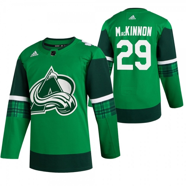 Avalanche Nathan MacKinnon #29 Green 2020 St. Patrick's Day Authentic Player Jersey