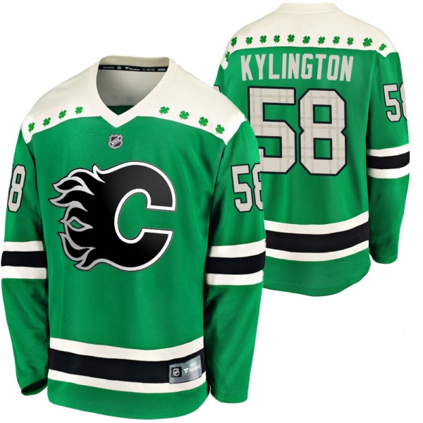 Calgary Flames Oliver Kylington #58 Green 2020 St. Patrick's Day Breakaway Jersey