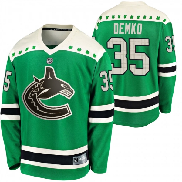 Canucks Thatcher Demko #35 Green 2020 St. Patrick's Day Replica Player Jersey