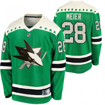 Sharks Timo Meier #28 Green 2020 St. Patrick's Day Replica Player Jersey