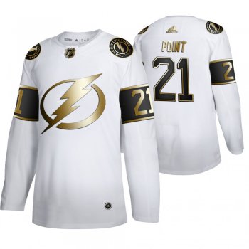 Brayden Point Tampa Bay Lightning White NHL Golden Edition Authentic Jersey