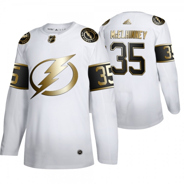 Curtis McElhinney Tampa Bay Lightning White NHL Golden Edition Authentic Jersey