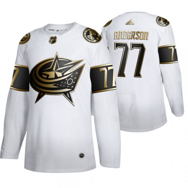 Columbus Blue Jackets #77 Josh Anderson White NHL Golden Edition Authentic Jersey