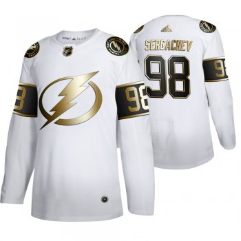 Tampa Bay Lightning #98 Mikhail Sergachev White NHL Golden Edition Authentic Jersey