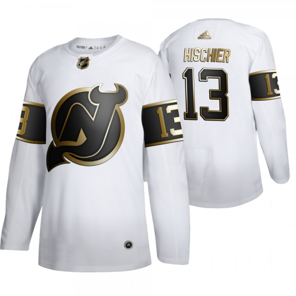 Nico Hischier New Jersey Devils White NHL Golden Edition Authentic Jersey