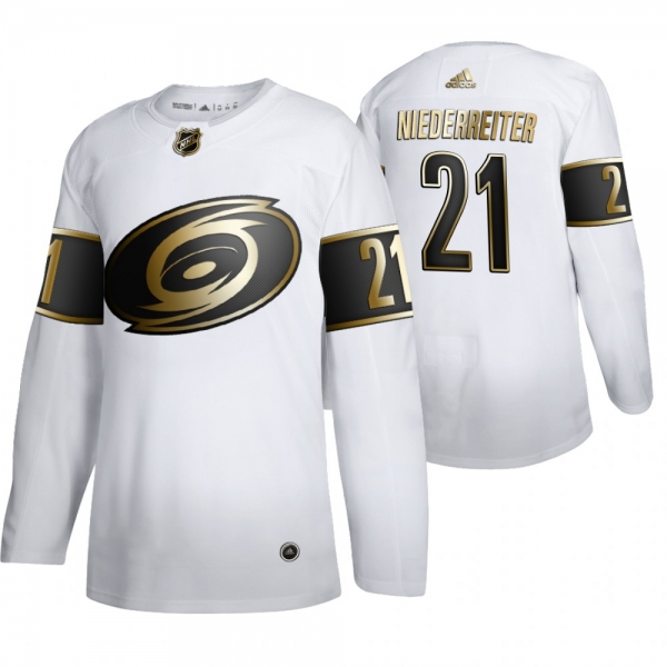 Carolina Hurricanes #21 Nino Niederreiter White NHL Golden Edition Authentic Jersey