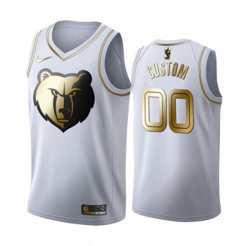 Custom #00 Memphis Grizzlies White Golden Edition Jersey