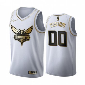 Custom #00 Charlotte Hornets White Golden Edition Jersey