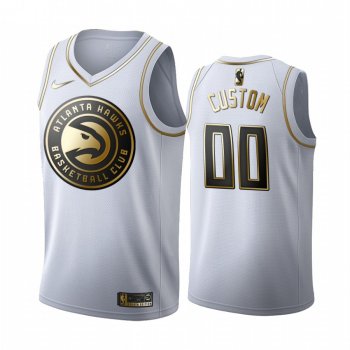 Custom #00 Atlanta Hawks White Golden Edition Jersey