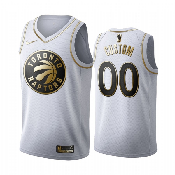 Custom #00 Toronto Raptors White Golden Edition Jersey