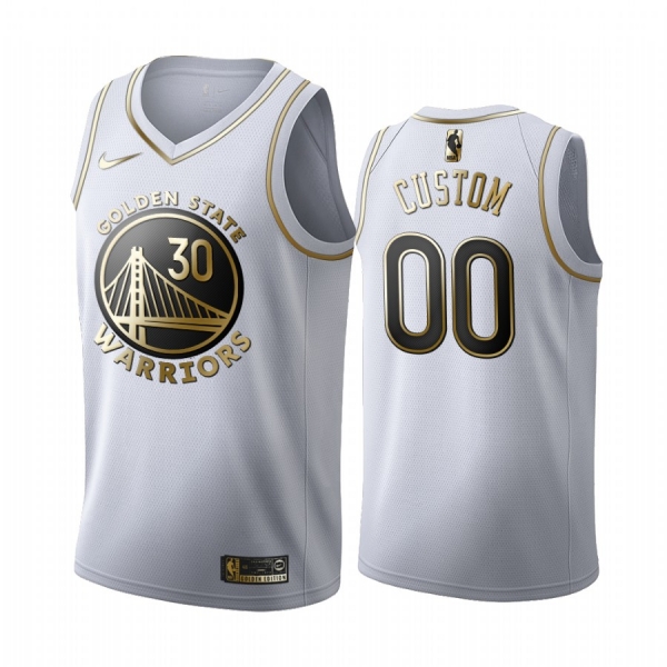 Custom #00 Golden State Warriors White Golden Edition Jersey