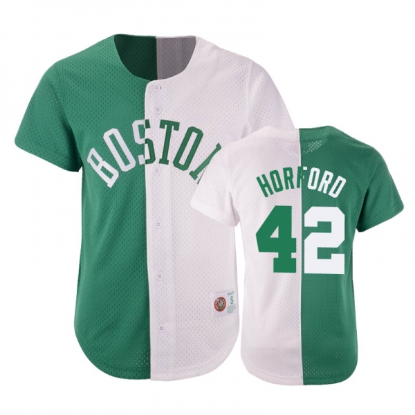 Celtics Male Al Horford #42 Split Mesh Button Green White Jersey