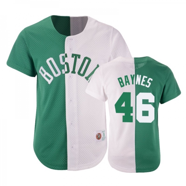 Celtics Male Aron Baynes #46 Split Mesh Button Green White Jersey