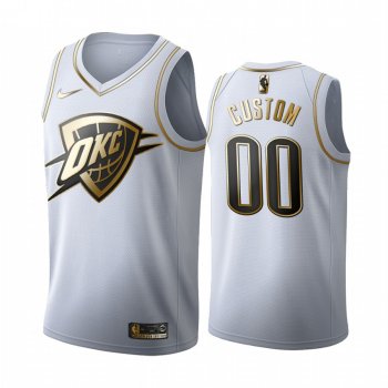 Custom #00 Oklahoma City Thunder White Golden Edition Jersey