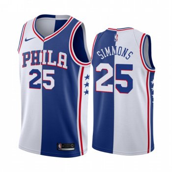 76ers Ben Simmons #25 Split Blue White Jersey