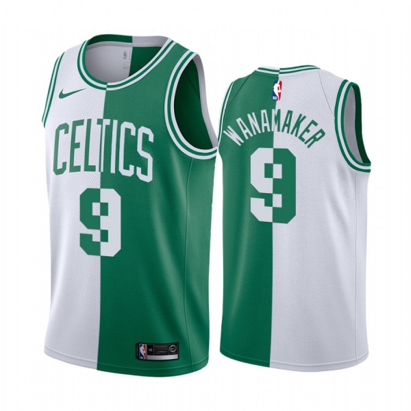 Celtics Brad Wanamaker #9 Split White Green Jersey