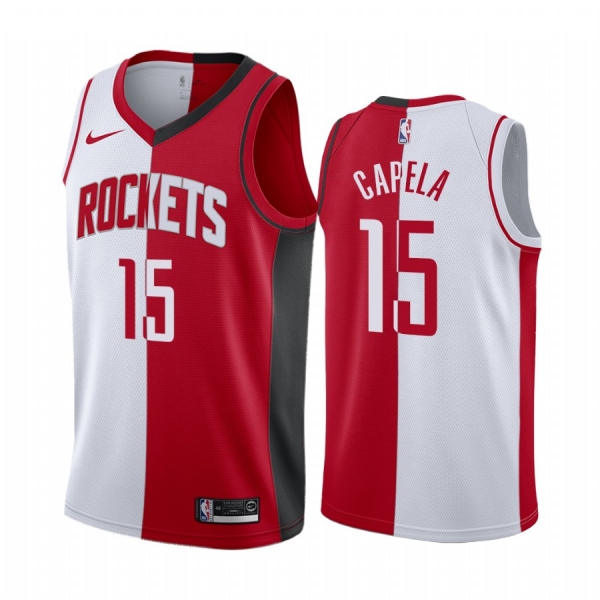 Rockets Clint Capela #15 Split White Red Jersey