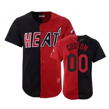 Heat Male Custom #00 Split Mesh Button Black Red Jersey