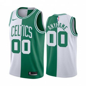 Celtics Custom #00 Split White Green Jersey